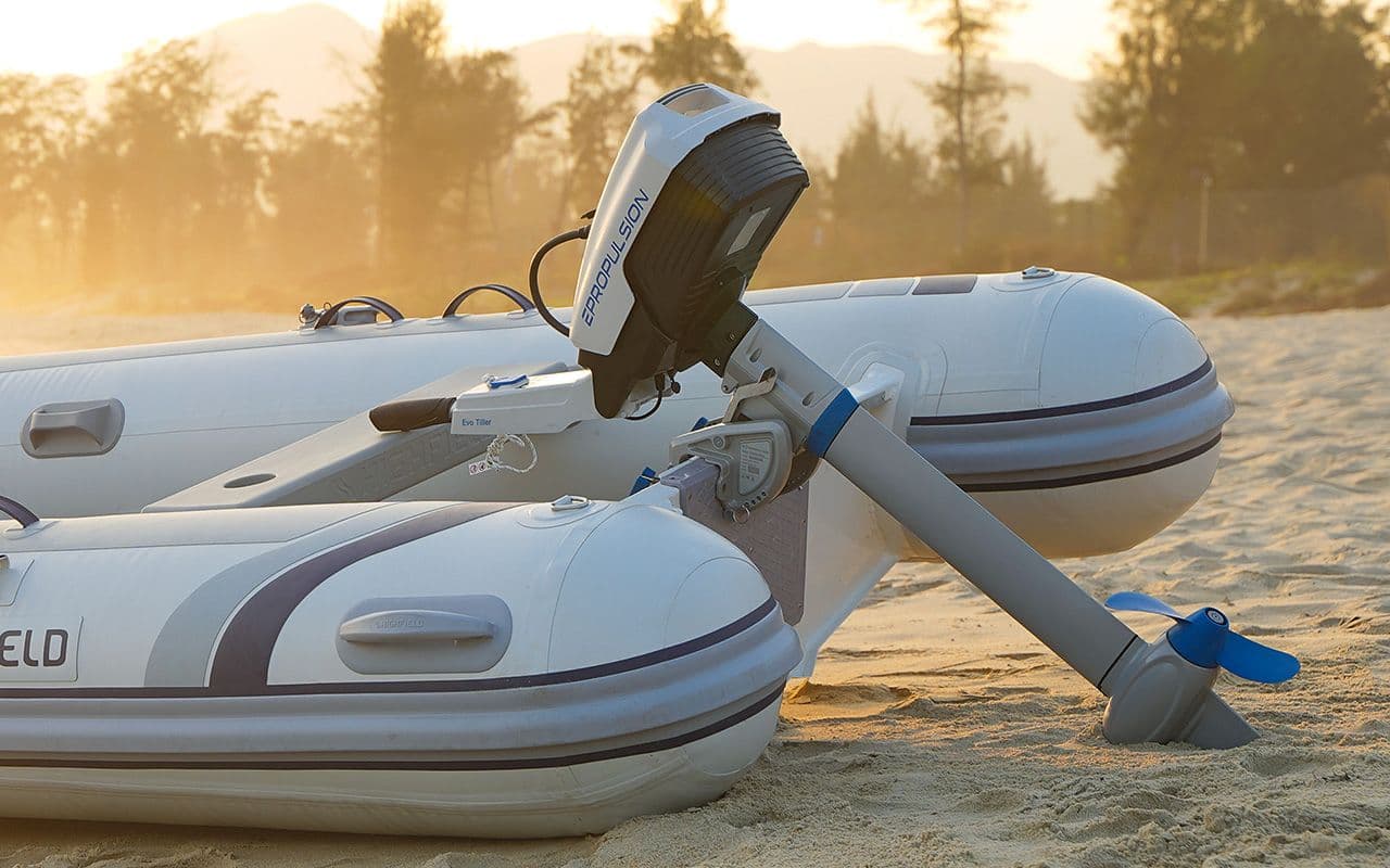 Image showcasing a number one electric outboard motor - Epropulsion Spirit 1.0 Evo