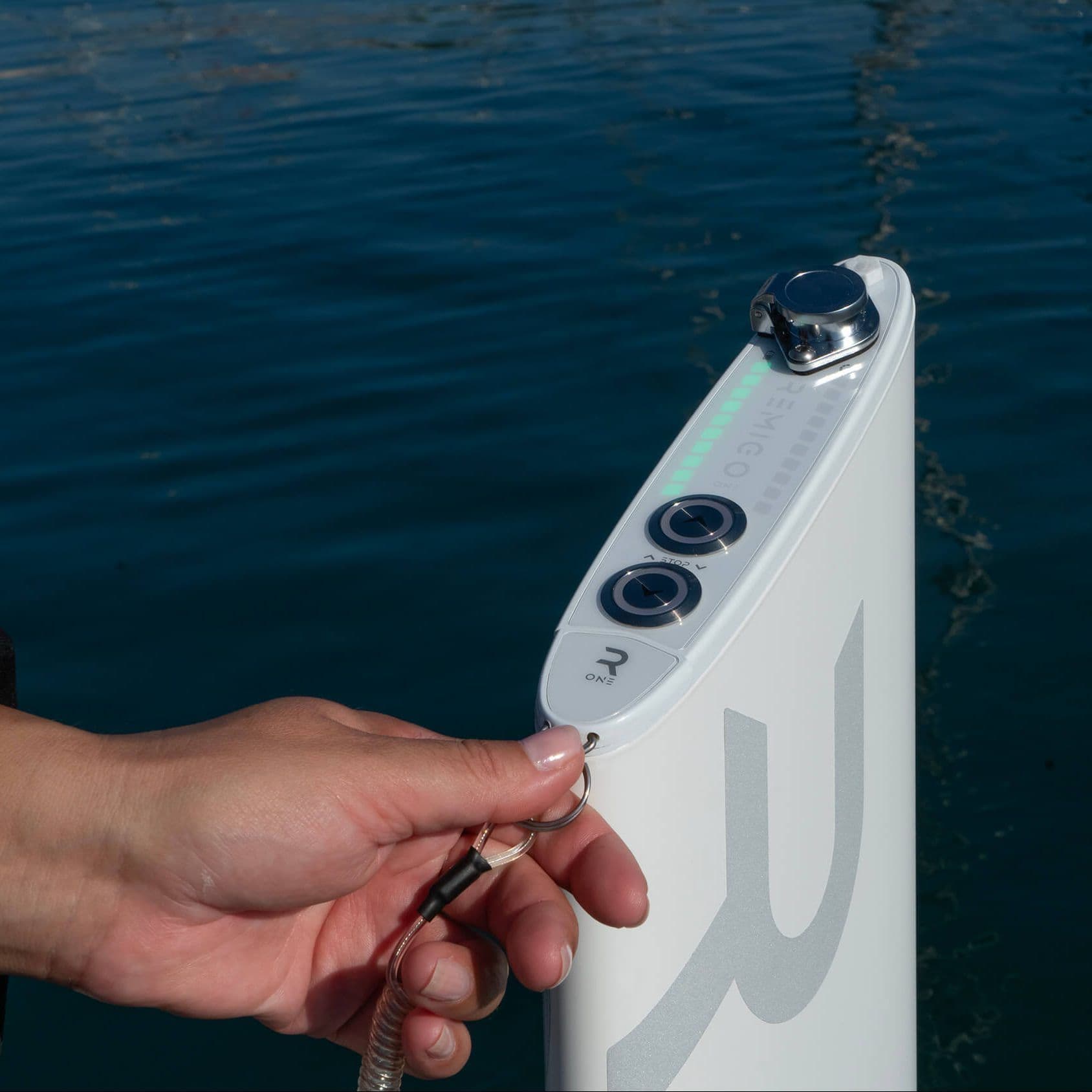 Image depicting two-button module for controlling the throttle on the Remigo One