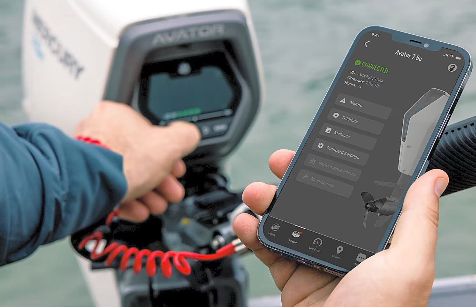 Image depicting the Avator 7.5e connecting to the Mercury mobile app